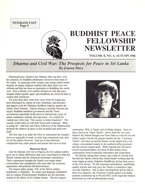 Buddhist Peace Fellowship Newsletter, vol. 8, no. 4, Autumn 1986 ...