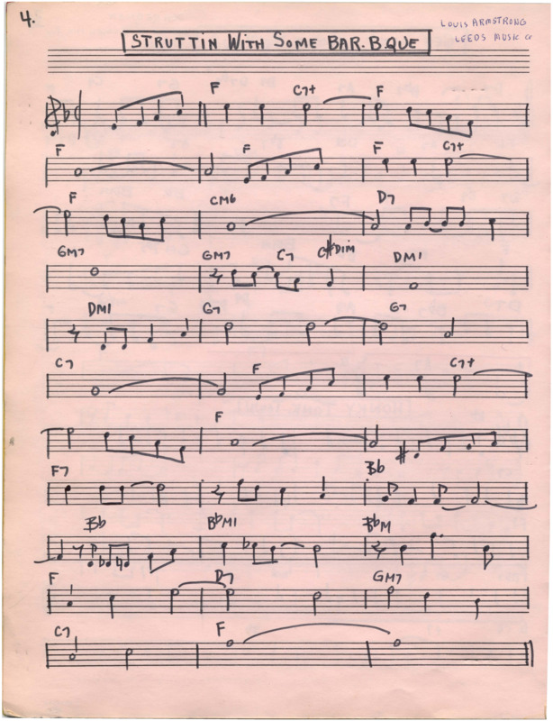 "Struttin With Some Bar.b.que" Handwritten Trumpet Chart | Doc Cheatham ...