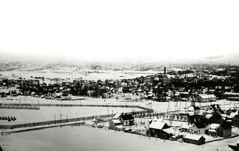 item thumbnail for Panoramic view of Moscow, Idaho with the fairgrounds in the foreground, circa 1907