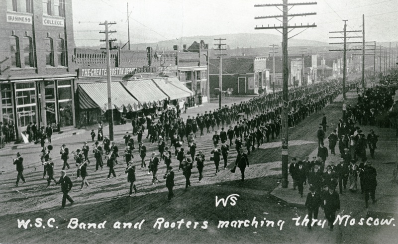 item thumbnail for W.S.C Band and Rooters Marching on Main Street