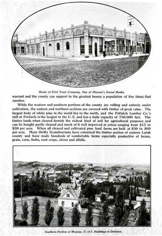 item thumbnail for Two photos and text of pamphlet showing First Trust Company and panoramic view of Moscow