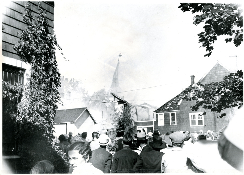 item thumbnail for Crowd Gathered Watching Church Fire