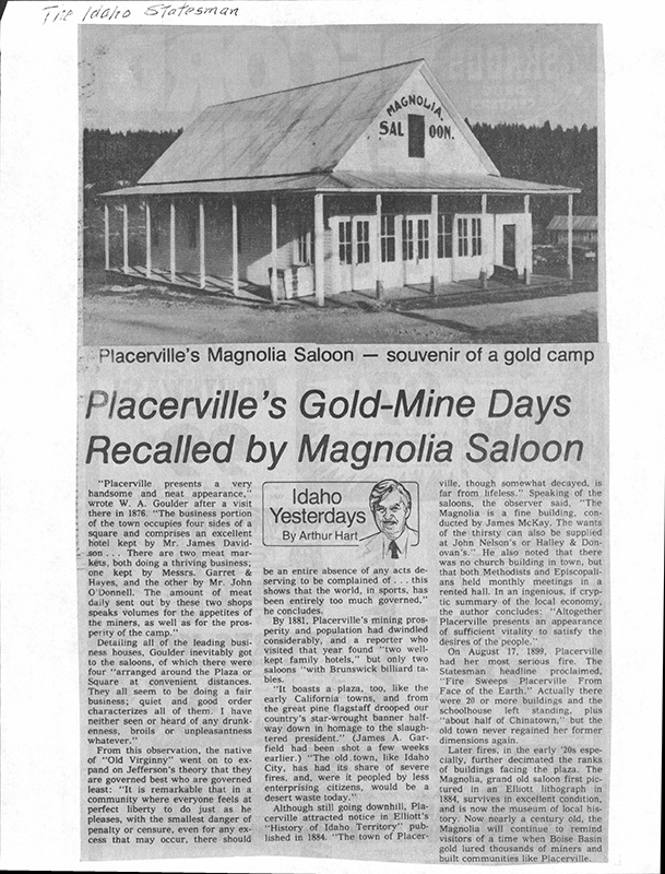 Placerville Idaho Folder Mccall Public Library Collection 6212