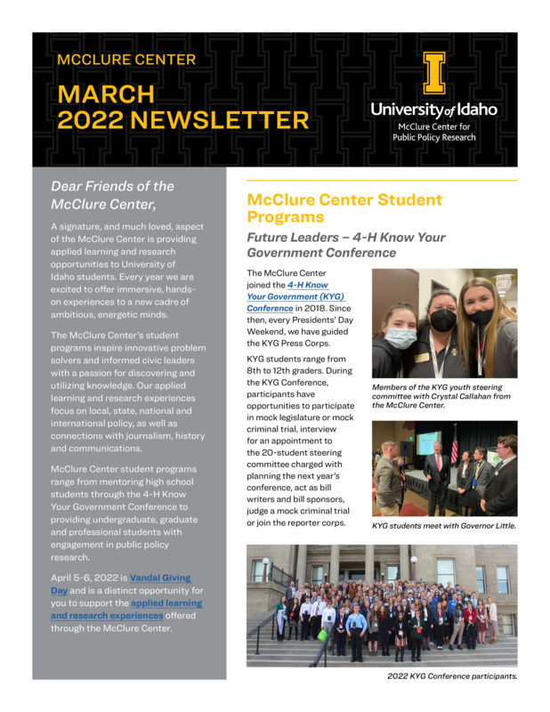 March 2022 Newsletter | McClure Center Archive