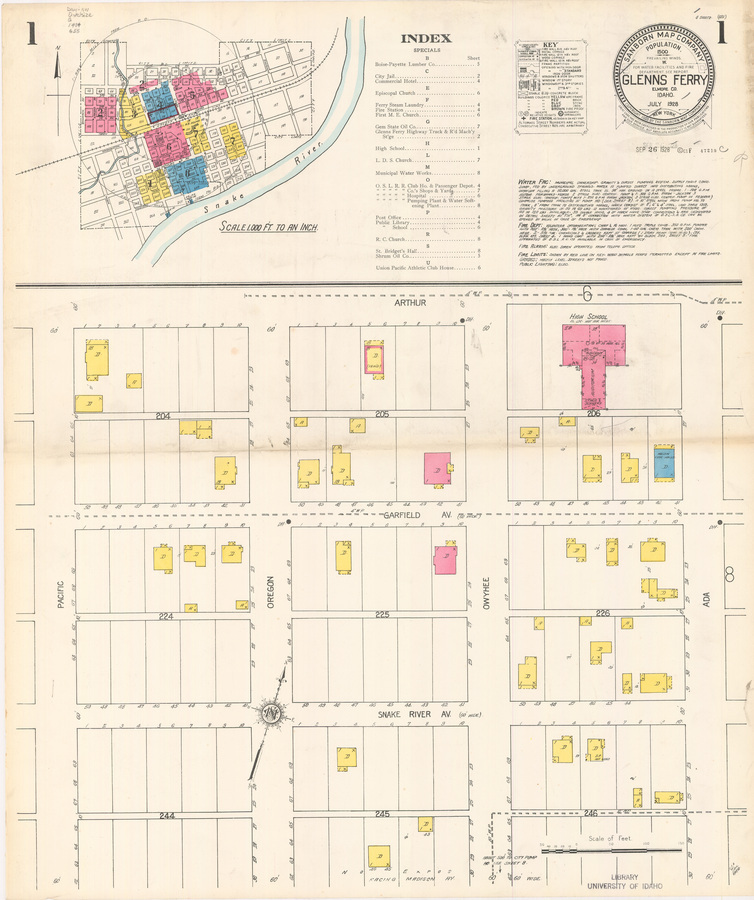 Sanborn Fire Insurance Map from Glenns Ferry | Idaho Sanborn Maps