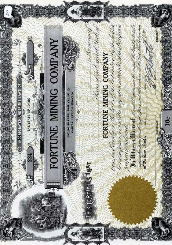 Fortune Mining Co. | Earl Bennett Stock Certificates