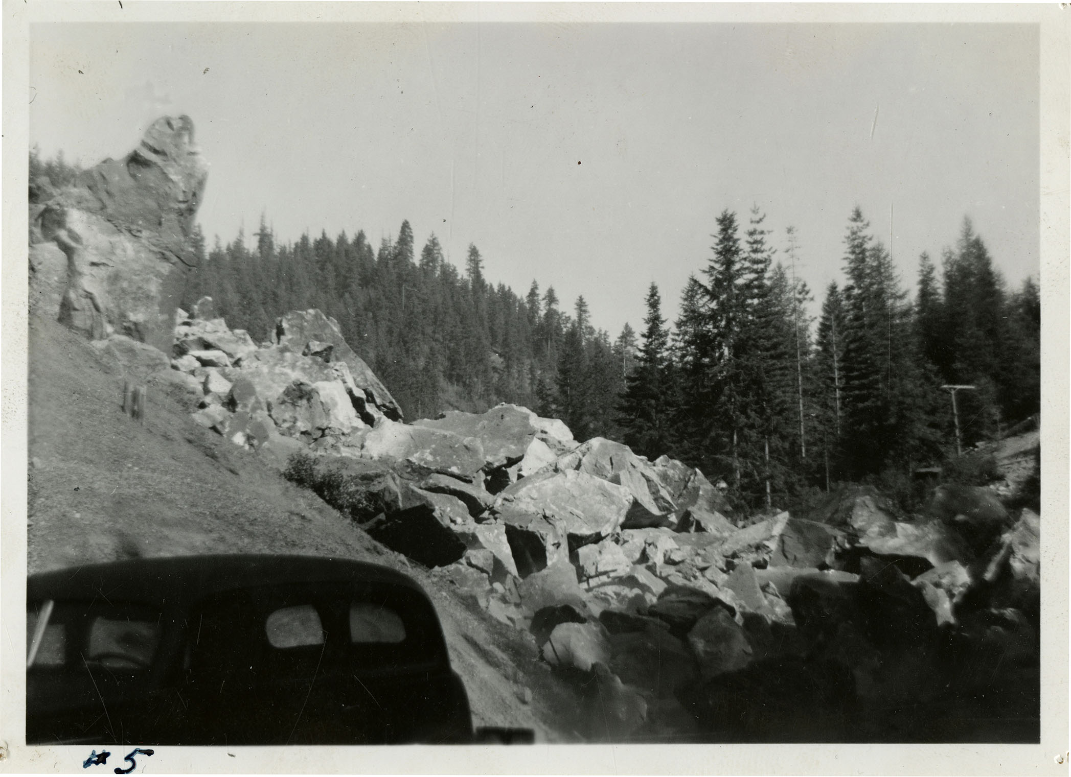 Granite rock blast near Sunset Mine [01] | George W. Tabor Photographs